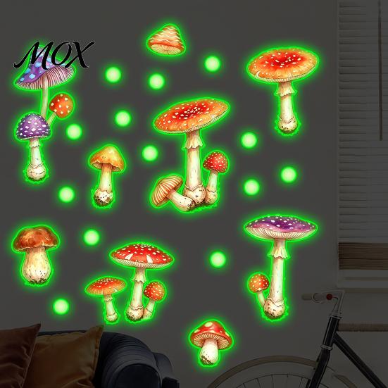 Fantasy Mushroom Decor for Bedroom Glow in The Dark Wall Sticker, Watercolor Woodland Versatile Bathroom Glass Decal Girls Bedroom, Nursery,