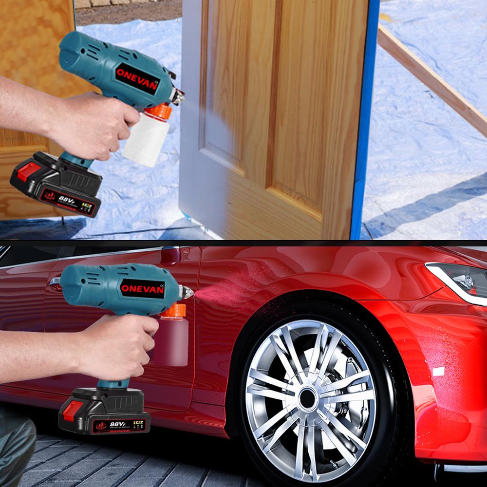 ONEVAN 100 мл электрический пистолет-распылитель беспроводной краскопульт аккумуляторная автоматическая мебель стальные электроинструменты для Makita 18 В 21 В аккумулятор