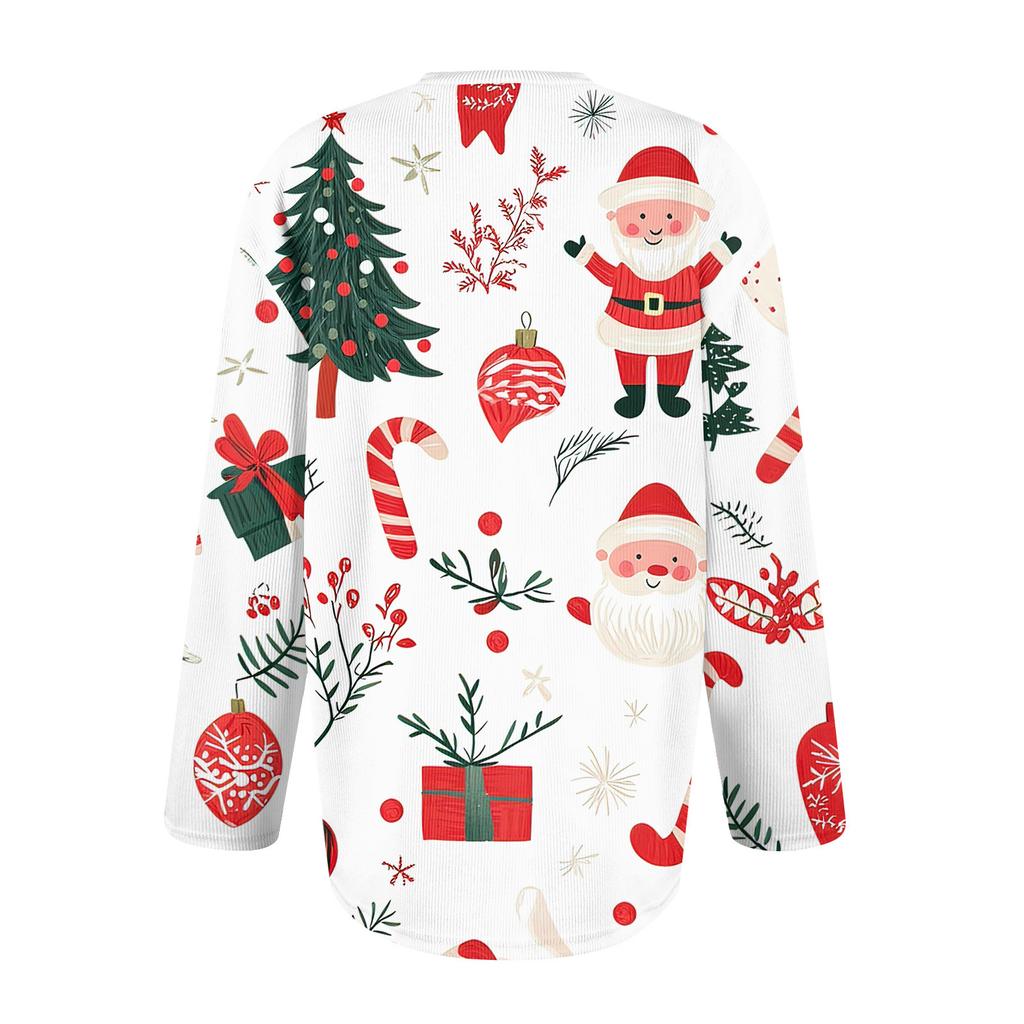 Women's Fashion Long Sleeve Christmas Snowman Snowflake Print Jacket Cardigan