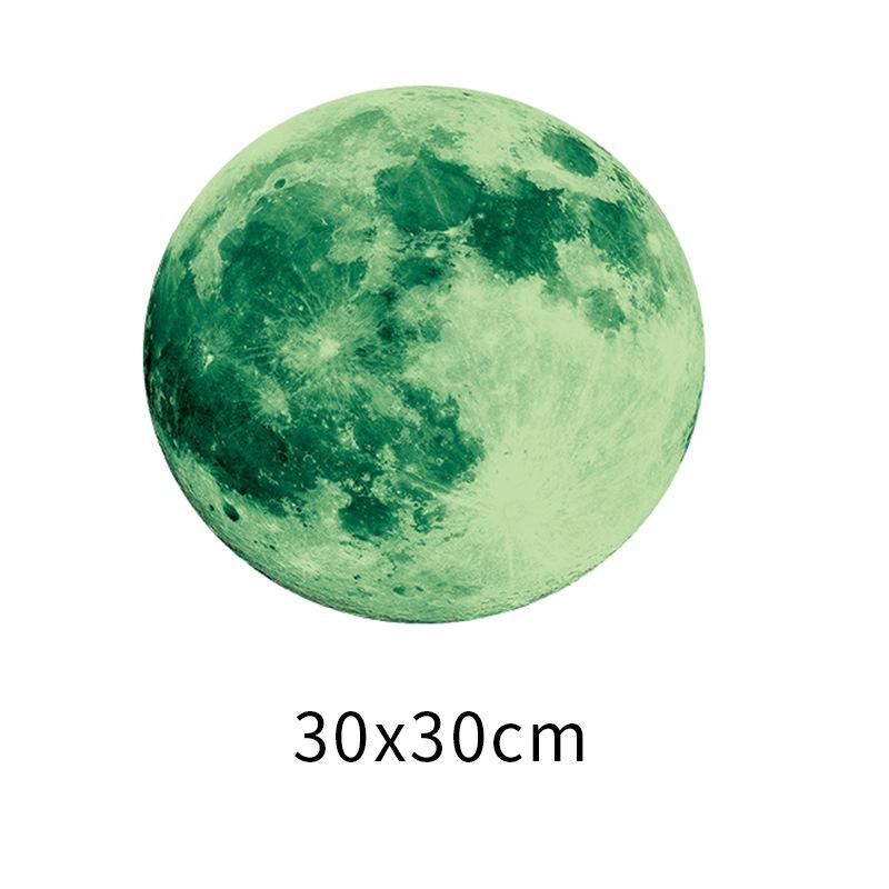 30cm Luminous Moon Wall Sticker - Children's Room Decor In Green, Blue, or Pink Light