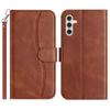 For Samsung Galaxy A25 5G (Global) (161.0 X 76.5 X 8.3mm) Stand Case with Strap PU Leather Wallet Phone Cover S Shape Stitching Design