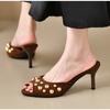 Fashion New Summer Women's Fashion Rivet Slippers Open Toe Slip-On Dress Slides Casual Party Street Style Shoes