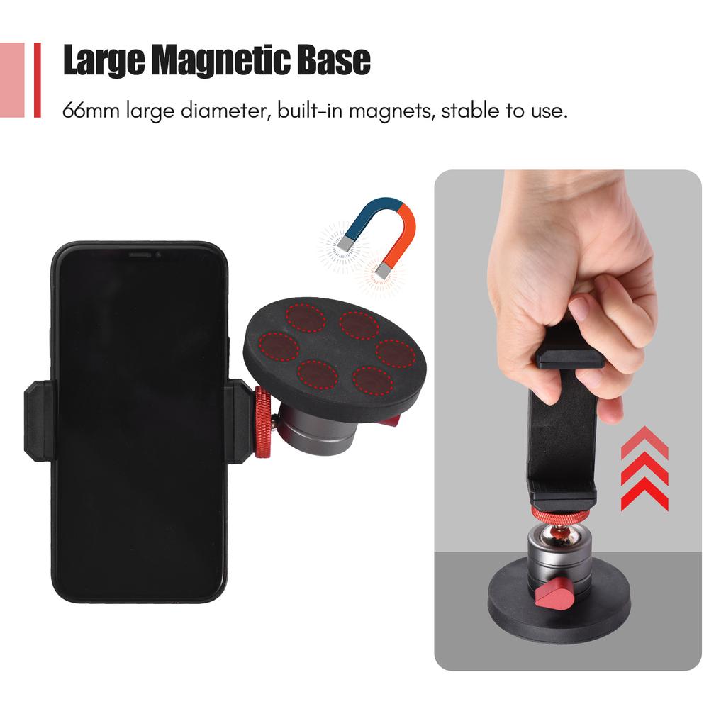 Andoer Mini Ball Head Вращающаяся на 360 градусов шаровая головка для штатива из алюминиевого сплава с магнитным основанием для телефона