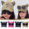 Весна и лето Новые милые солнцезащитные очки с кошачьими ушками бейсболка и женская уличная хип-хоп солнцезащитная кепка Mal I5B5