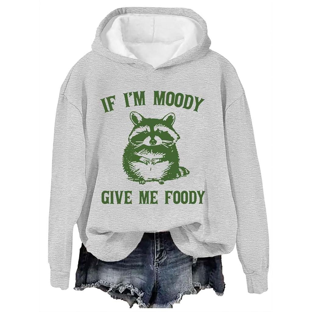 Women's Fashion Casual Long Sleeve Printed Round Neck Hooded Sweatshirt Top