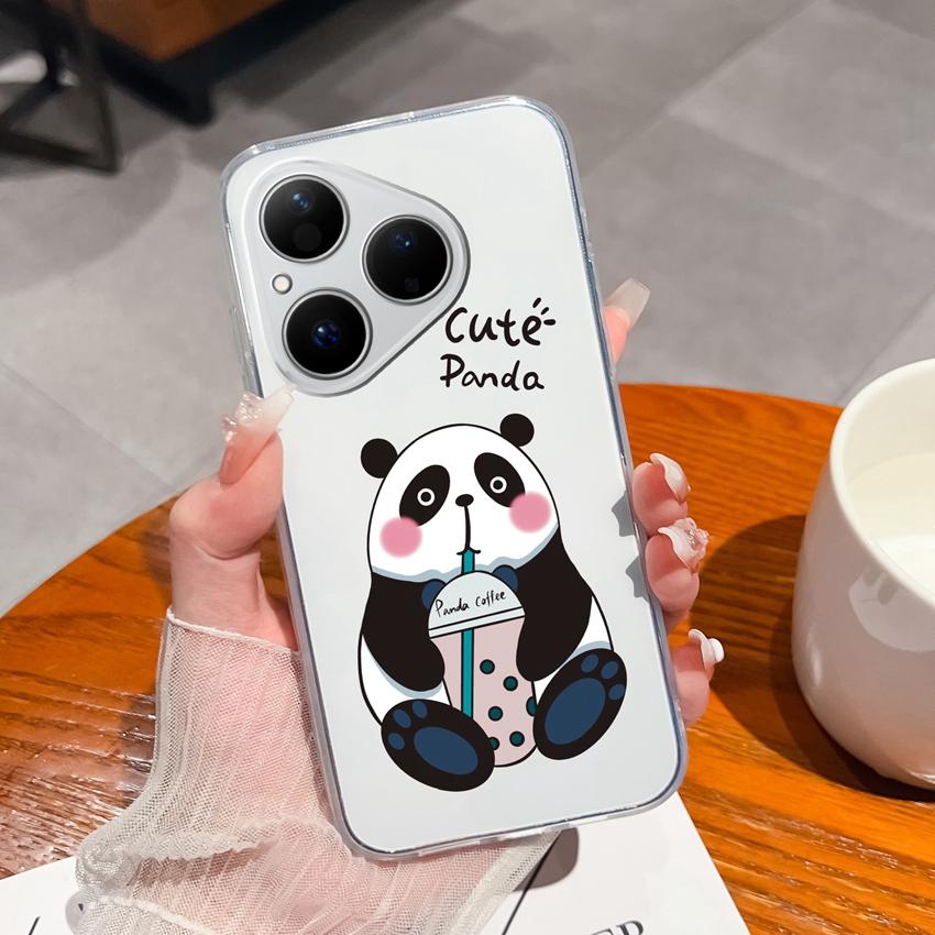 Для Huawei Honor 400 Magic5 Pura 80 Ultra Pro Прозрачный противоударный чехол для телефона с милым узором панды, мягкий силиконовый чехол премиум-защиты для корпуса Huawei
