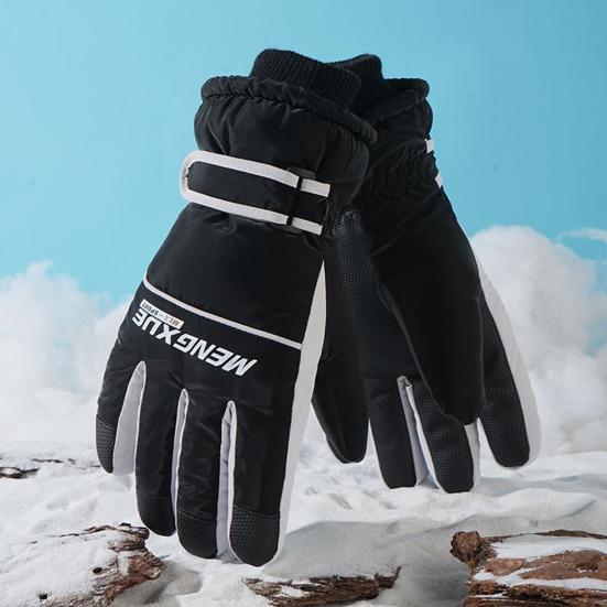 Зимние термоперчатки Водонепроницаемые ветрозащитные перчатки для сенсорных экранов с удлиненными манжетами Подкладка из бархата Теплые