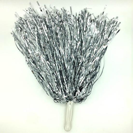 2 шт. помпоны для черлидинга с пластиковой ручкой, красочные помпоны из металлической фольги для энергичных спортивных танцев, реквизит для черлидинга для женщин