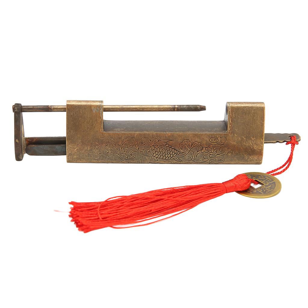 Латунный антикварный навесной замок с интервалом 5,9 см, изысканный нержавеющий китайский старый стиль, горизонтальный навесной замок в виде рыбы