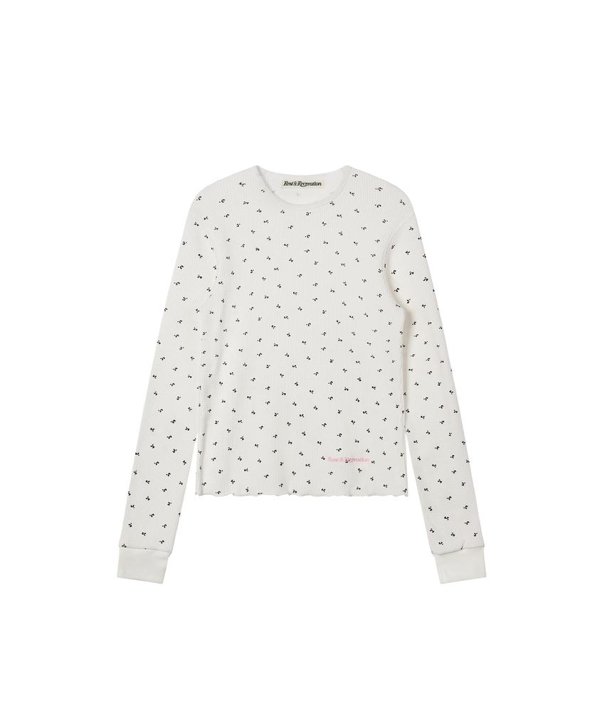 REST&RECREATION Logo Pattern Waffle Top - Ivory