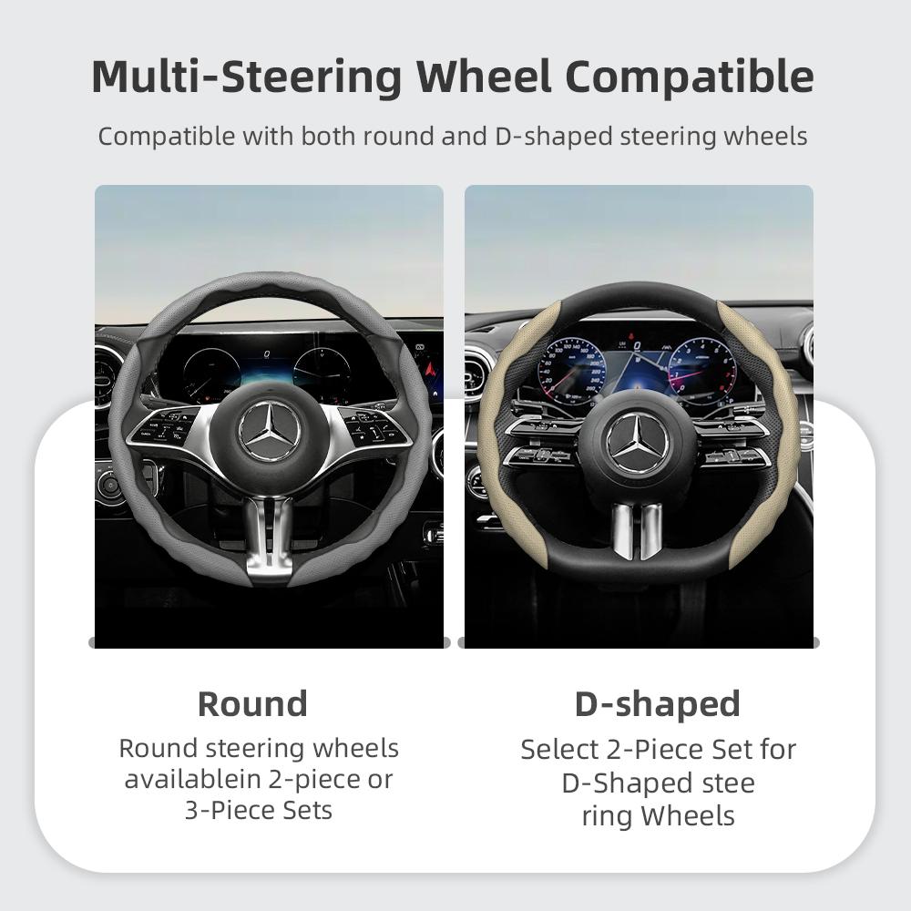 Steering Wheel Cover for HG8, Wave-Shaped Sporty Design, Breathable Leather, Segmented, Non-Slip, Sweat-Absorbing Protective Case, Suitable 8GH