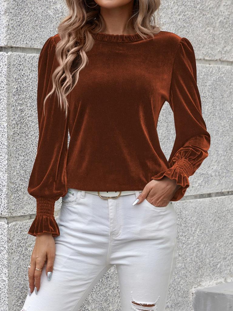 2024 Autumn/Winter Women's Velvet Long-Sleeve Top