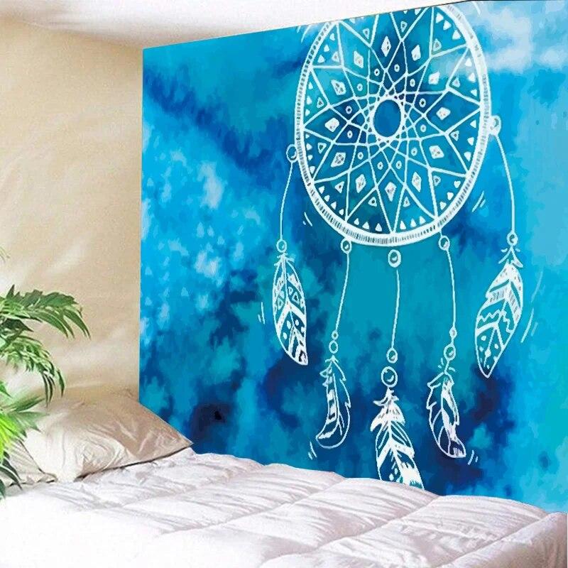 Богемный гобелен «Ловец снов» с психоделическим пером, мистический декор, настенный ковер в стиле хиппи для спальни, пляжное полотенце, домашний декор