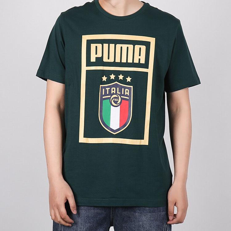 Puma Дышащая повседневная футболка с крупным принтом и коротким рукавом, мужские топы, зеленый цвет 757504-18