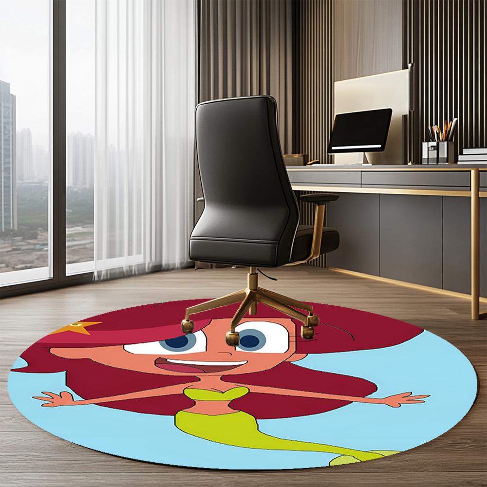 Zig & Sharko Printed Round Rug Carpet Chair Rug Area Rug Entryway Doormats,for Office Chair Living Room Bedroom Kitchen Room.