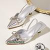 Роскошные дизайнерские туфли с бантом из кристаллов на тонком низком каблуке, женские туфли-лодочки, модные гладиаторские сандалии, босоножки на каблуке, туфли для выпускного вечера с острым носком, лето