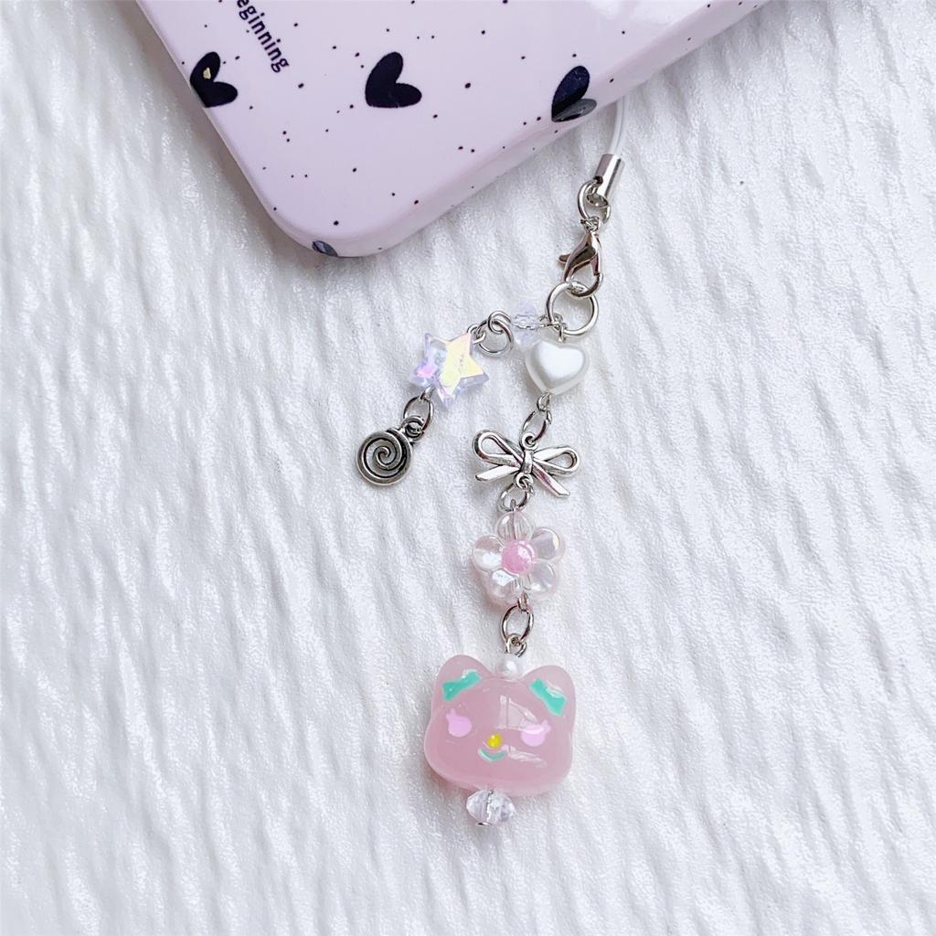 Aesthetic Heart Phone Chains with Lanyard String Handbag Charm Fashionable Key Jewelry for Fashionable Accessorizing