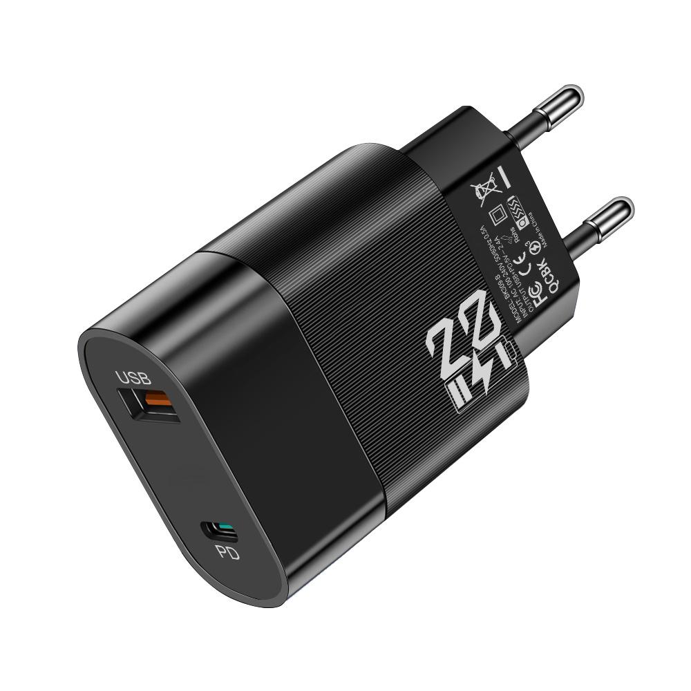 2.4A Dual USB Charger: 2-Port Mobile Charger Head, US/EU/KR/UK Compatible