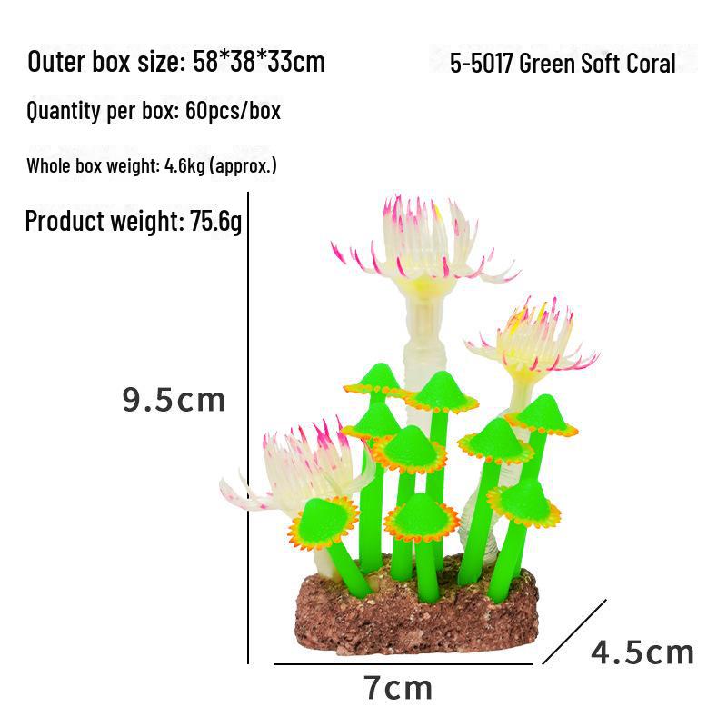 Colorful Fluorescent Silicone Coral Tree for Fish Tank Landscaping