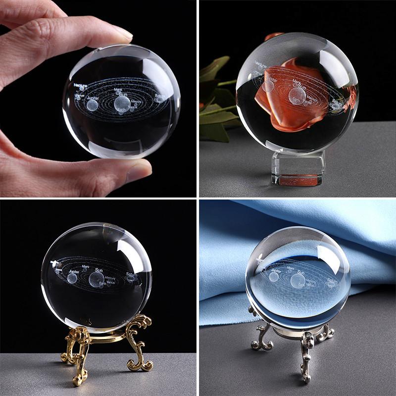 Solar Engraved Laser System Ball 3d Miniature Planets Sphere Glass Globe Decor