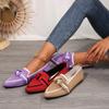 Pointed Flat-Bottomed Fly-Woven Casual Shoes Women'S Large-Size Foot-Set Bow One-Pedal Work Shoes