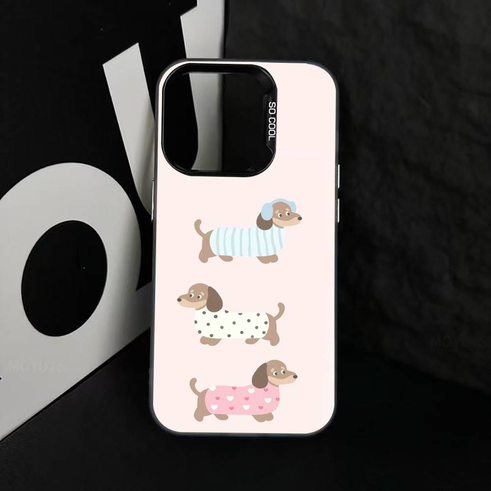 Милый мультяшный чехол для телефона с таксой Для iPhone 17,16,15,14,13,12,11 Plus,Pro Max,XS,Цветной Серебристый Черный Чехол