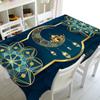 Muslim Mosque Ramadan Tablecloth Kitchen Rectangle Tablecloth Crescent Lantern Waterproof Accessory Festival Party Tablecloth
