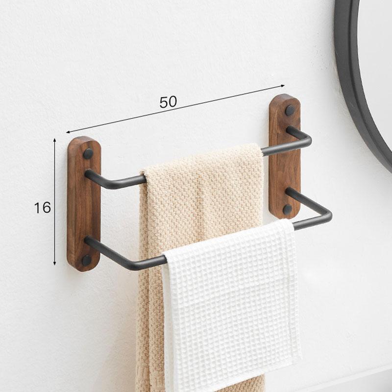 Настенный держатель для полотенец в ванную из грецкого ореха, черная алюминиевая вешалка для полотенец, держатель для полотенец в туалет, 30-50 см, многоярусная вешалка