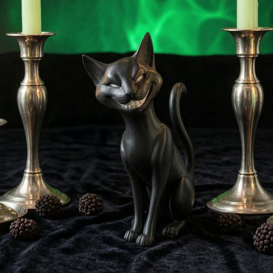 Темный эстетичный игровой сетап Декор 3D-печатная фигурка черной кошки, Зловещее настольное украшение в готическом стиле, Фигурка для полки Фэнтези