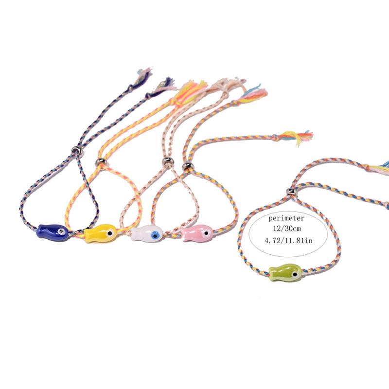Bohemian Trendy Multicolored Pull-String Ceramic Fish Bracelet Jewelry Women For Wrist And Ankle