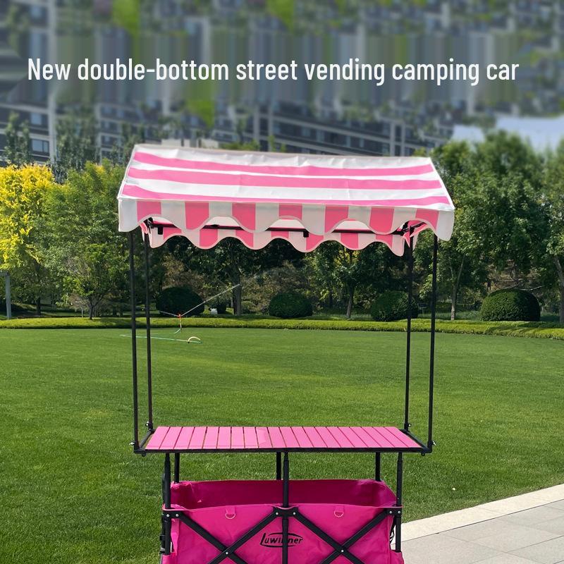 Foldable Liftable Large Table with Sunshade for RV, Camping, Fishing, Picnic, and Food Trucks