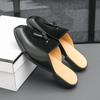 Fashion Black Half Shoes for Men Mules Slippers Leather Shoes Men Fashion Sapato Social Masculino Mocassin Homme Chaussure Zapatillas