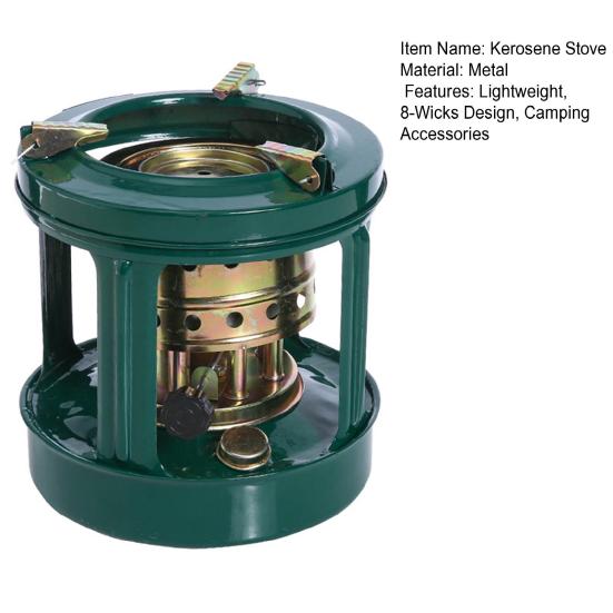 Outdoor Kerosene Stove BBQ Picnic Camping Backpacking Hiking Cooking Kerosene Furnace Burner Portable Lightweight 8-Wicks Camp Stove Heater