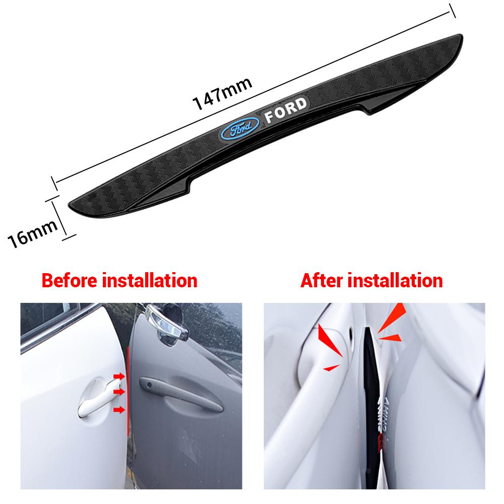 EWTJ7 4PCS Car Door Collision Prevention Bumper Strip Protector Sticker For Ford Ranger Focus Kuga S-MAX Transit Mustang Fiesta ST MK3