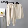 Autumn and Winter Women's Sweater Harem Pants Set Casual Sweater Pullover Long-sleeved Top Pants Sweater Two-piece Set