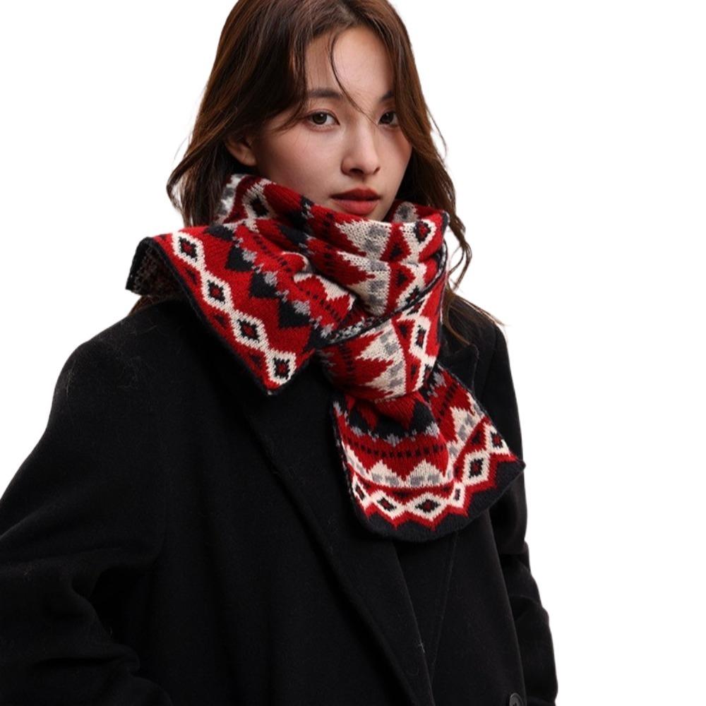 Korean Style Women Scarf Jacquard Woolen Neckerchiefs Fashion Winter Knitted Scarves Gifts