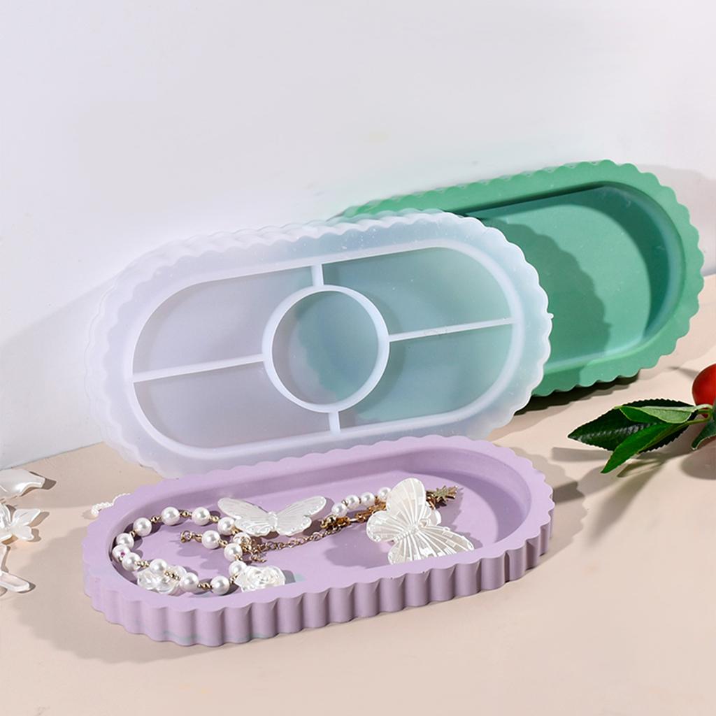 Большая овальная прочная силиконовая форма для подноса из смолы и бетона, товары для рукоделия, украшения дома, касты для посуды, ежедневное использование