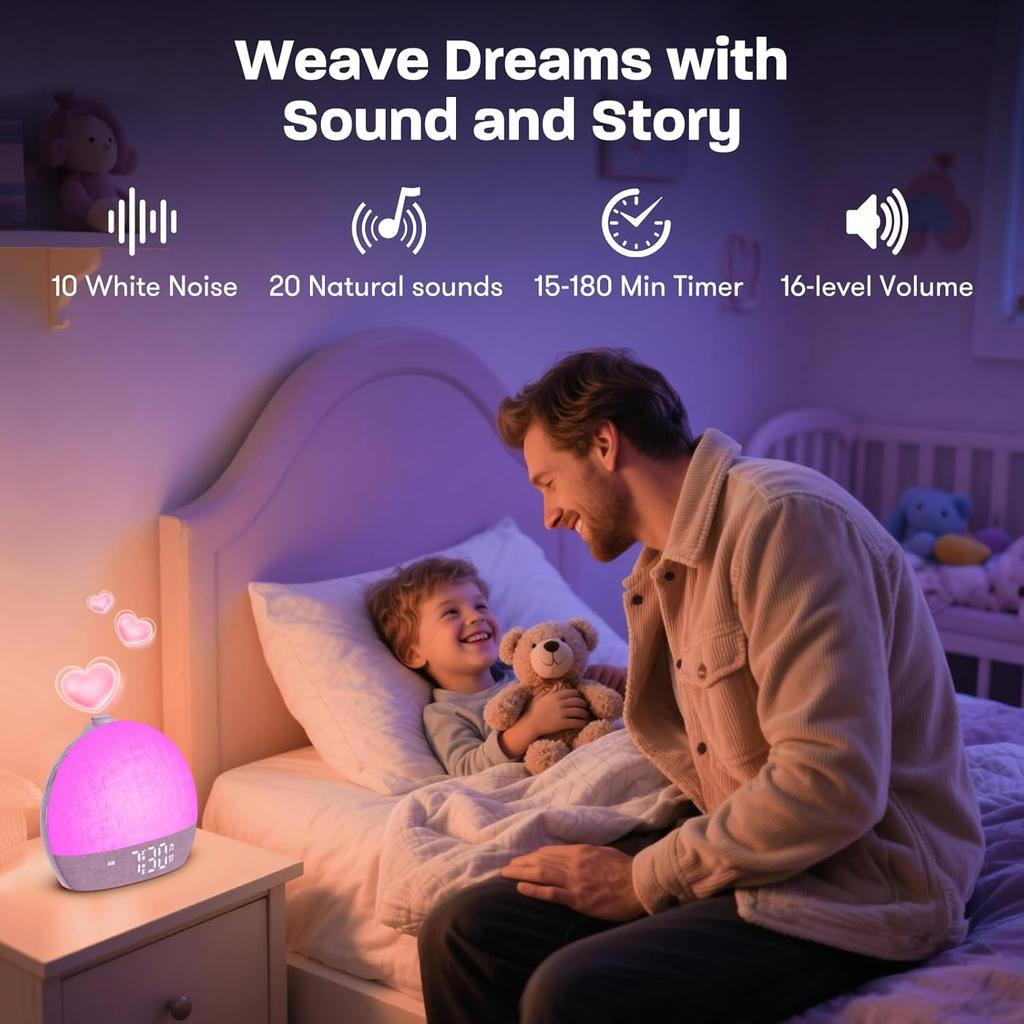 Wake Up Light Dimmable Night Light White Noise Sound Machine with 30 Soothing Sounds Sunrise Alarm Clock for Heavy Sleepers Gift