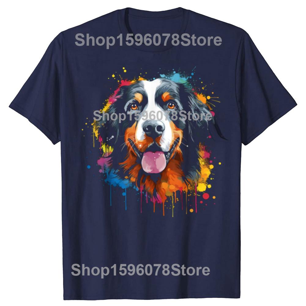 Забавные акварельные красочные футболки с бернским зенненхундом, летняя графическая хлопковая уличная одежда с коротким рукавом, подарки на день рождения, футболка мужская