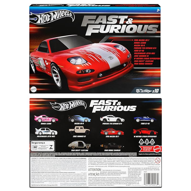 Колеса Hot Wheels) Форсаж 10 машин набор игрушечных машин мини машинка от 3 лет мульти HVX27