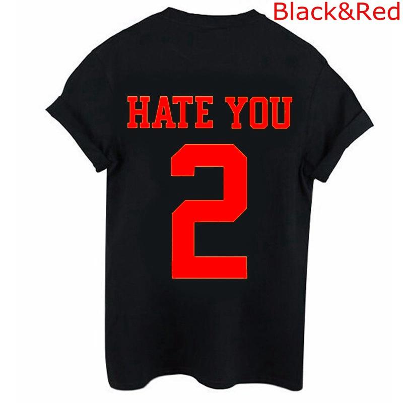 ZIMOXUAN Женская модная футболка, женские футболки с круглым вырезом Hate You 2 с принтом, рубашка с коротким рукавом с буквенным принтом, футболки, топы