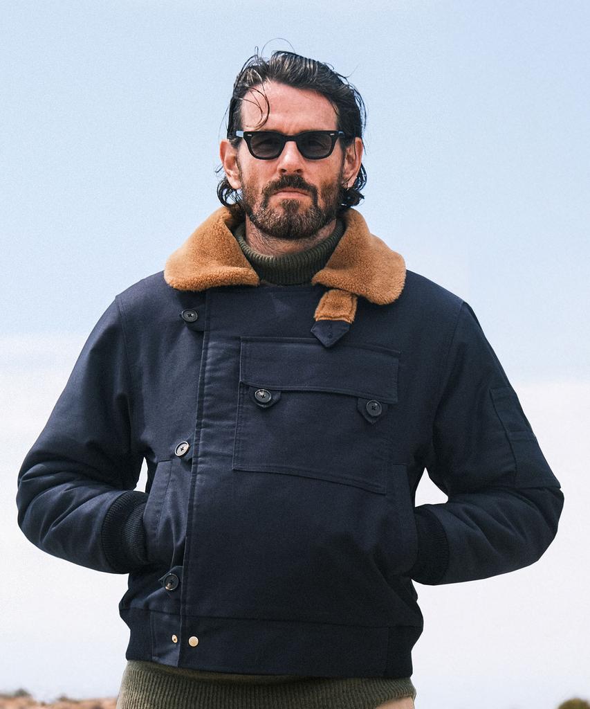 Vdr Heavy Moleskin Motorcycle Fur Jacket [Deep Indigo]