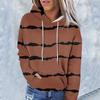 Ladies Fashion Casual Long Sleeve Striped Print Hoodie