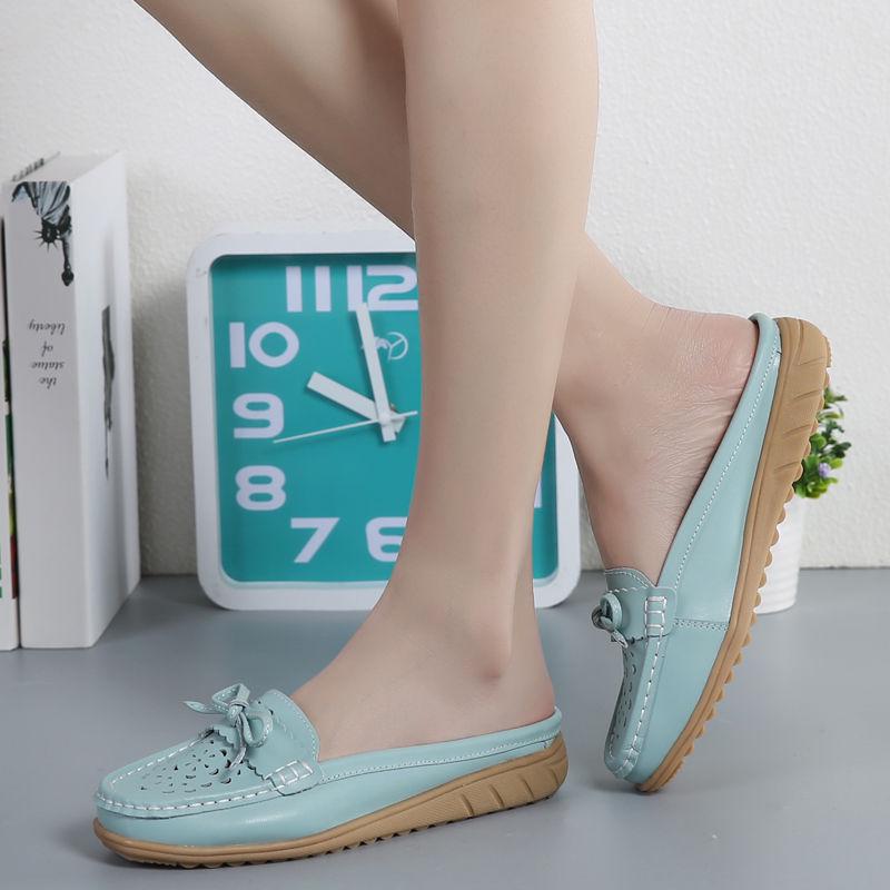 Женские дышащие нескользящие тапочки с резиновой подошвой и галстуком-бабочкой, повседневные кожаные мокасины, размеры 35-43