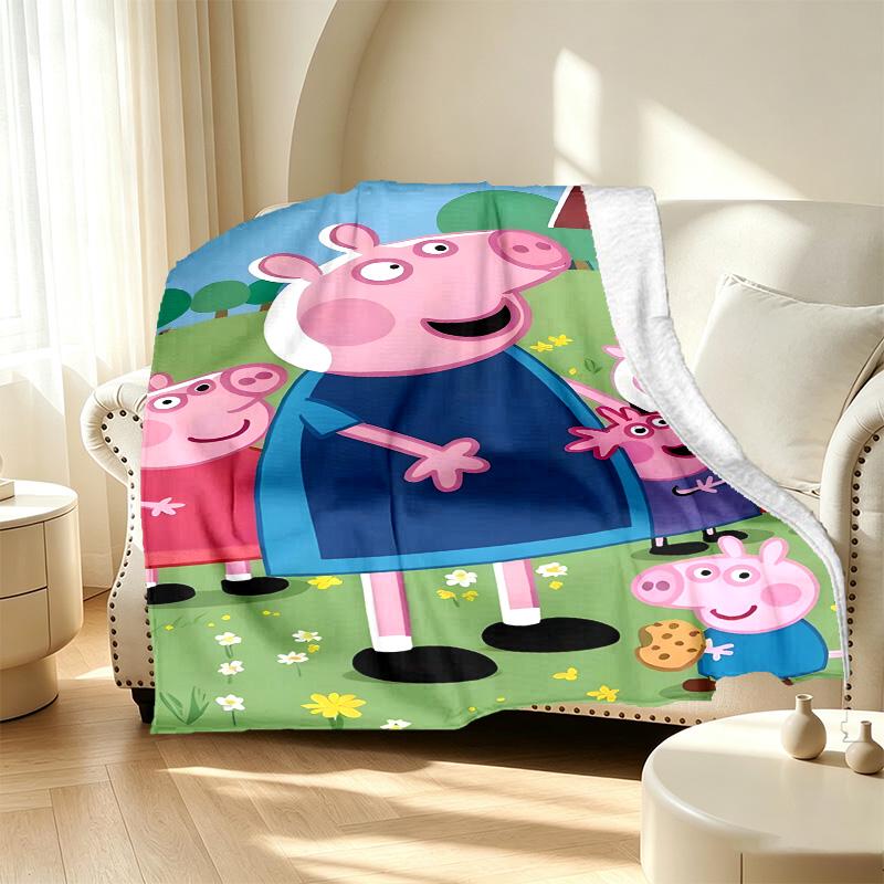 Peppa Pig Pattern Blanket for Home Decoration, Bed, Sofa, Car Travel, Camping, Suitable for All Seasons, Birthday Christmas Gift
