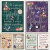 Cartoon Retro Colored Alice In Wonderland Inspirational Quote Poster Canvas Painting Wall Art for Living Room Kids Home Decor