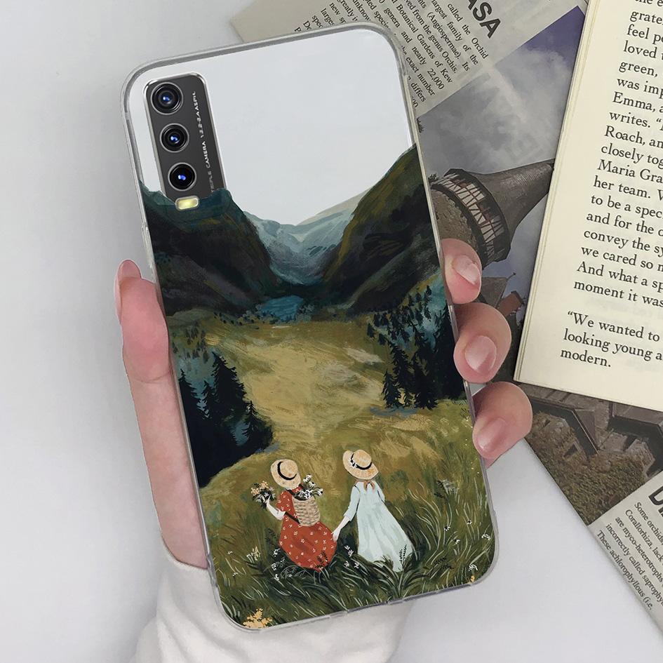 Для Vivo Y36 Y20 Y15S Y02 Y11 Y12 Y35 Y33s Y31 Y30 Y27 Чехол для телефона Задняя крышка Модный противоударный прозрачный мягкий силиконовый чехол из ТПУ для Vivo для мальчиков и девочек