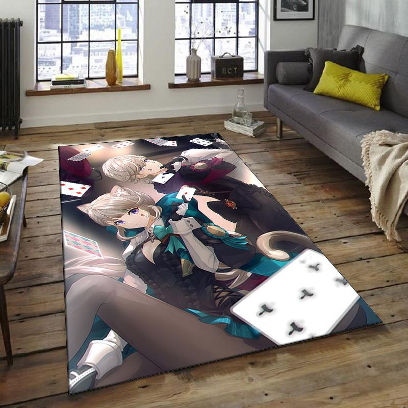 1pc Genshin Impact Lyney Lynette Design Area Rug - Non-Slip, Soft & Cozy Floor Mat for Living Room, Bedroom, Office - Indoor/Outdoor Decorative Carpet