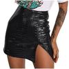 Women's And Winter High Waist Sexy All-Around Split Short Skirt Half Leather Skirt