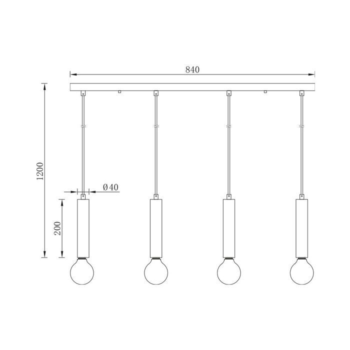 Suspension décorative 4xE27 23W IP20 – Métal doré